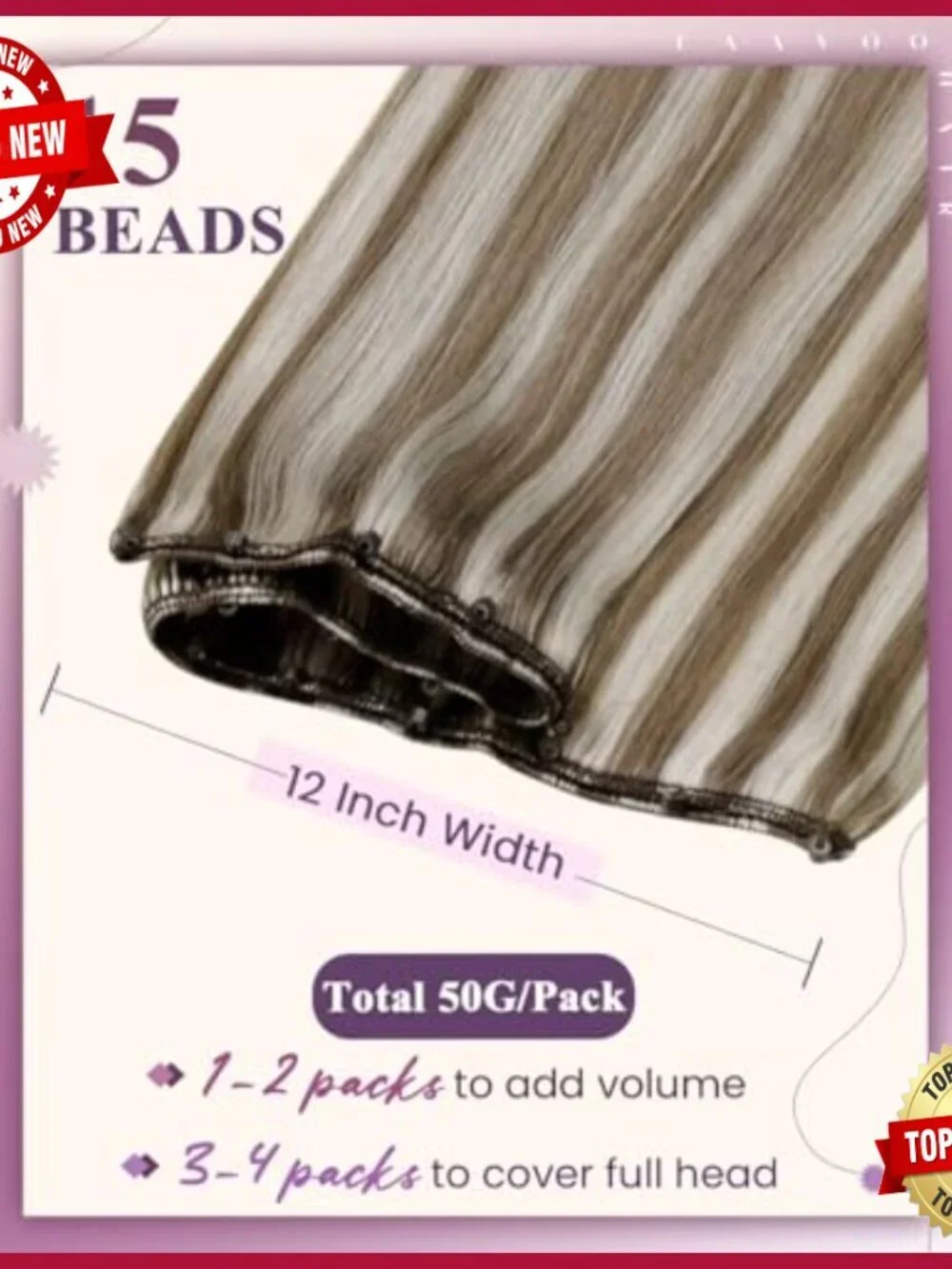 Human Hair Micro Beaded Weft Extensions 18 Inch 50g Reusable Human Hair Micro Beaded Weft Extensions 18 Inch 50g Reusable main image 3